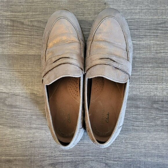 Clarks Metallic Copper Trish Rose Loafer Slip-On Shoe Faux Leather Size Womens 8 - Picture 5 of 9